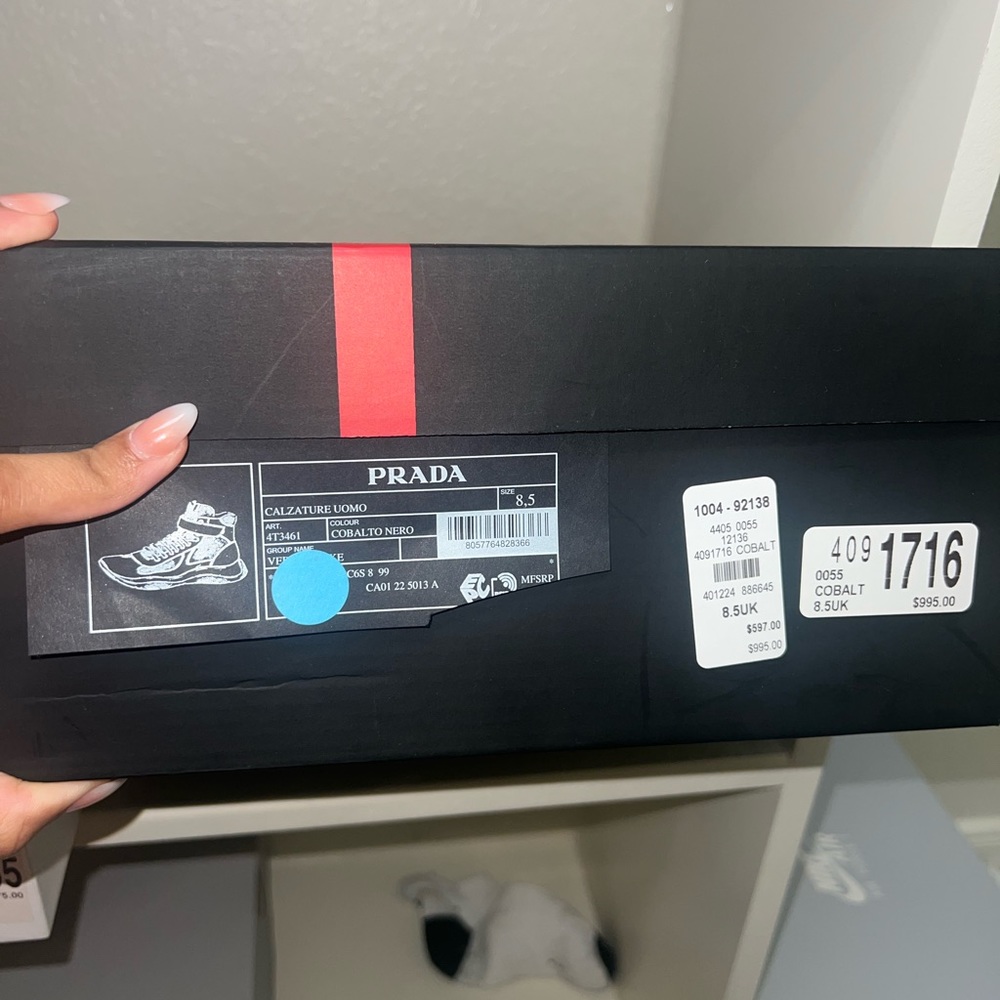 Men blue and black Prada shoes